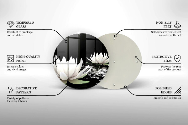 Tocător de bucătărie Crini albi pe apă