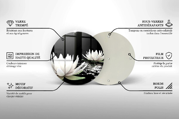 Tocător de bucătărie Crini albi pe apă