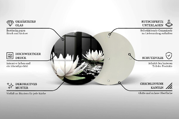 Tocător de bucătărie Crini albi pe apă