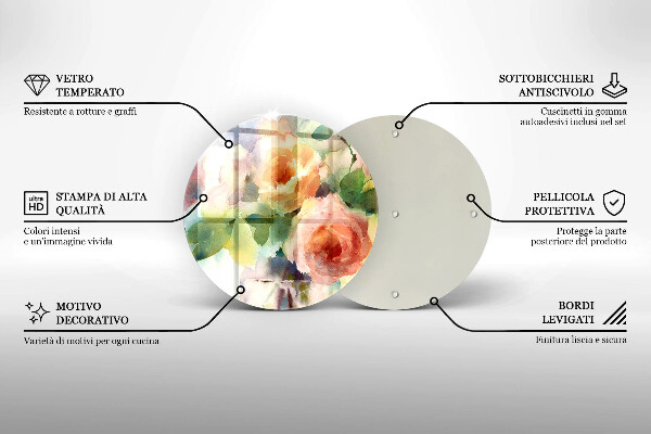 Tocător de bucătărie Flori pictate