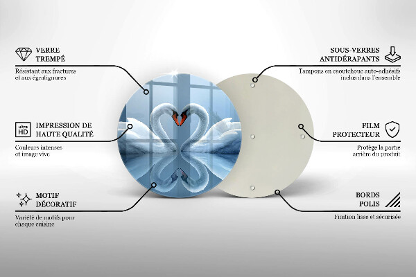 Tocător de bucătărie Două inimi de lebădă