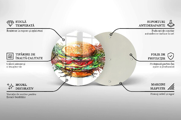 Tocător de bucătărie Desen de hamburger