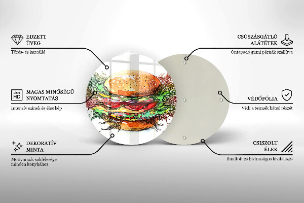 Tocător de bucătărie Desen de hamburger