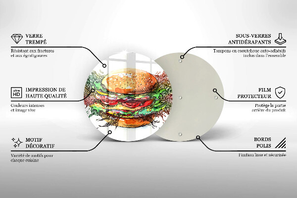 Tocător de bucătărie Desen de hamburger