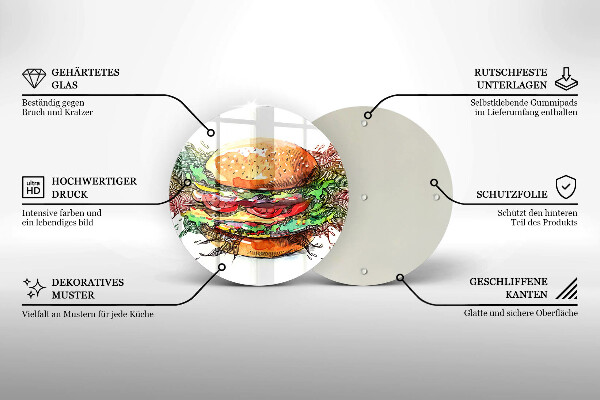 Tocător de bucătărie Desen de hamburger