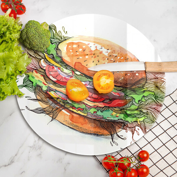 Tocător de bucătărie Desen de hamburger