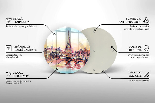 Tocător de bucătărie Peisajul Turnului Eiffel din Paris