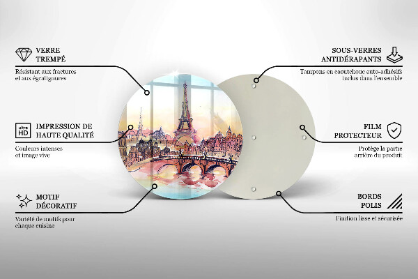 Tocător de bucătărie Peisajul Turnului Eiffel din Paris