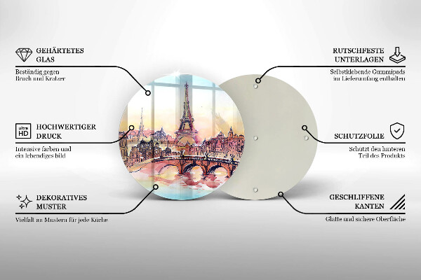 Tocător de bucătărie Peisajul Turnului Eiffel din Paris