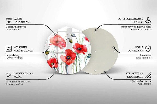 Tocător de bucătărie Flori roșii de maci