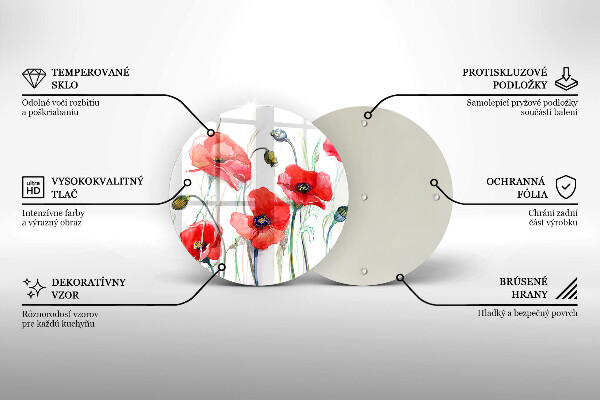 Tocător de bucătărie Flori roșii de maci
