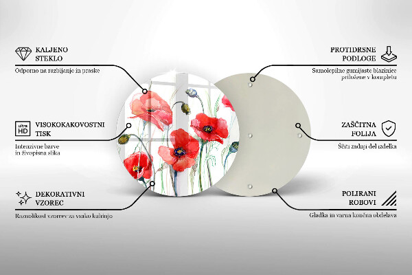 Tocător de bucătărie Flori roșii de maci