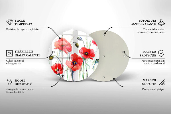 Tocător de bucătărie Flori roșii de maci