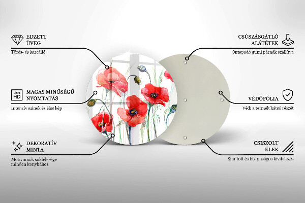 Tocător de bucătărie Flori roșii de maci