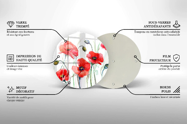 Tocător de bucătărie Flori roșii de maci