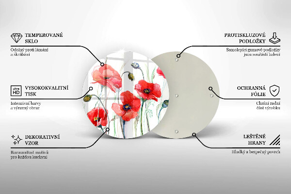 Tocător de bucătărie Flori roșii de maci