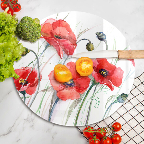 Tocător de bucătărie Flori roșii de maci