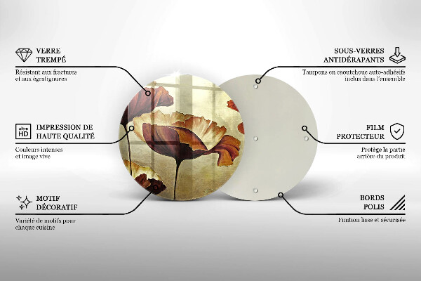 Tocător de bucătărie Flori boho pictate