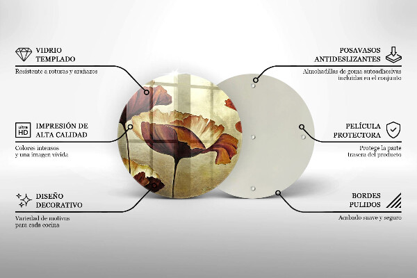 Tocător de bucătărie Flori boho pictate