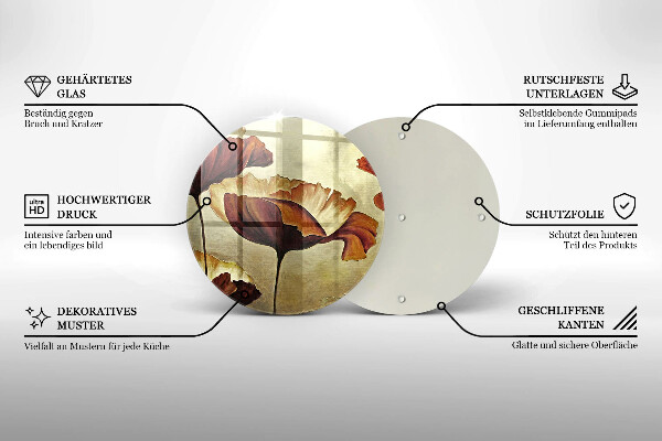 Tocător de bucătărie Flori boho pictate