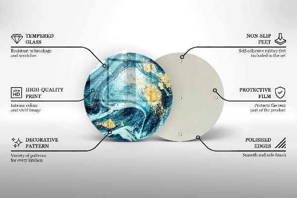 Tocător din sticlă Abstracția aurului albastru