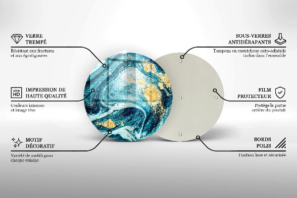 Tocător din sticlă Abstracția aurului albastru
