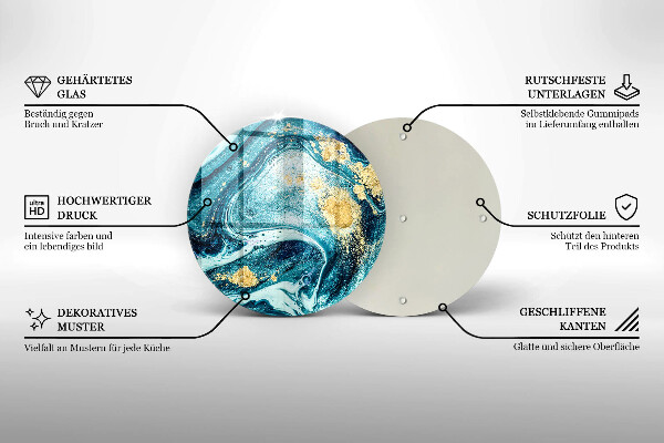 Tocător din sticlă Abstracția aurului albastru