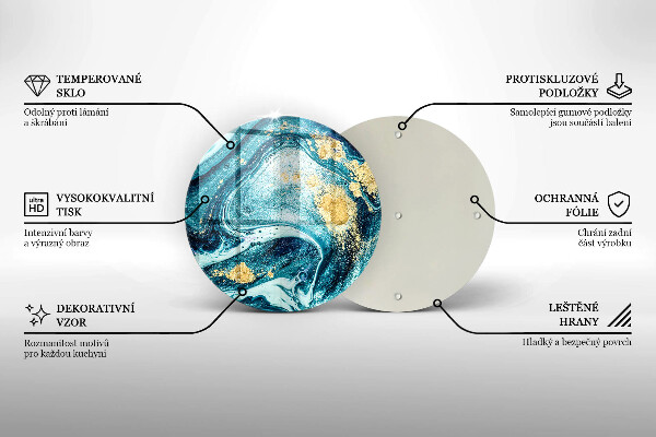 Tocător din sticlă Abstracția aurului albastru