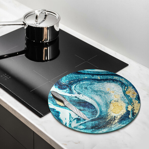 Tocător din sticlă Abstracția aurului albastru