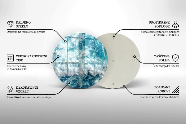 Tocător din sticlă Valuri de apă de mare