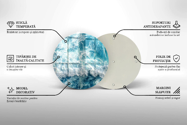 Tocător din sticlă Valuri de apă de mare