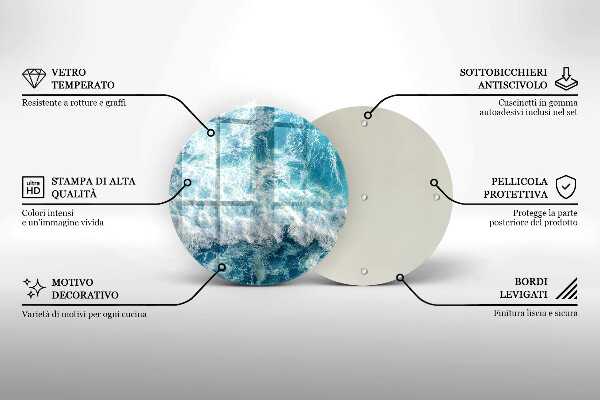 Tocător din sticlă Valuri de apă de mare