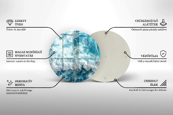 Tocător din sticlă Valuri de apă de mare