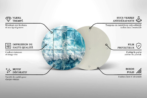 Tocător din sticlă Valuri de apă de mare