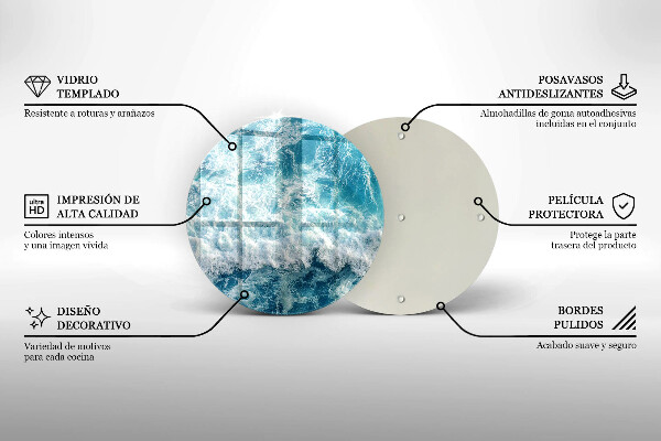 Tocător din sticlă Valuri de apă de mare