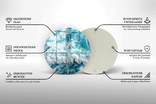 Tocător din sticlă Valuri de apă de mare