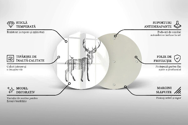 Tocător de bucătărie Ilustrație de căprioare și pădure
