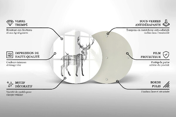 Tocător de bucătărie Ilustrație de căprioare și pădure