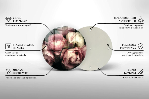 Tocător de bucătărie Flori de bujor