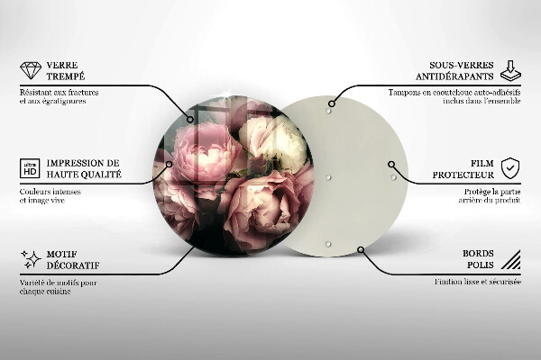 Tocător de bucătărie Flori de bujor