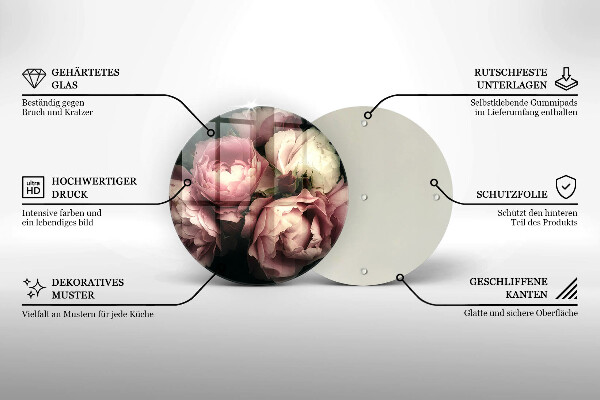 Tocător de bucătărie Flori de bujor