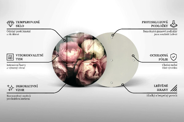 Tocător de bucătărie Flori de bujor