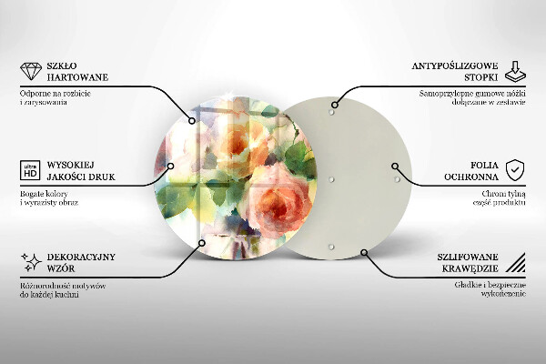 Tocător de bucătărie Flori pictate