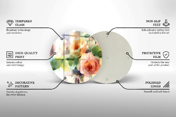 Tocător de bucătărie Flori pictate
