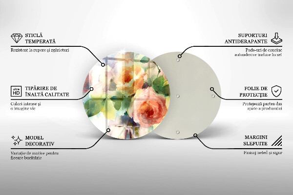 Tocător de bucătărie Flori pictate