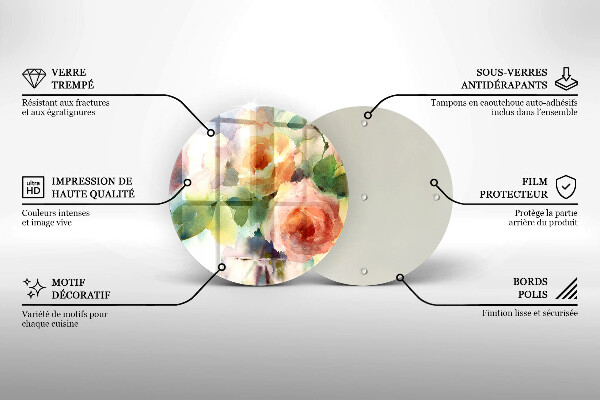 Tocător de bucătărie Flori pictate