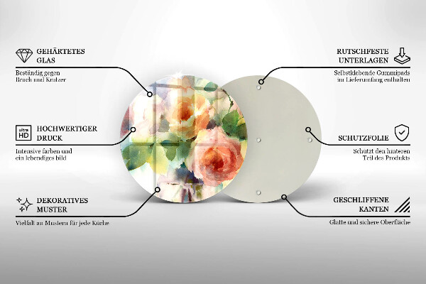 Tocător de bucătărie Flori pictate