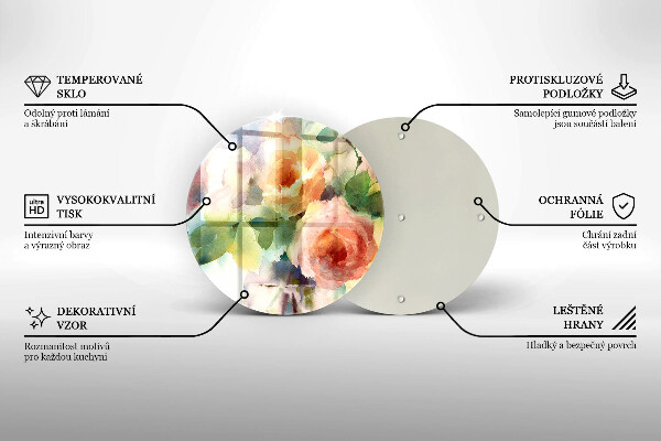 Tocător de bucătărie Flori pictate