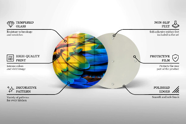 Tocător de bucătărie Pene de papagal colorate