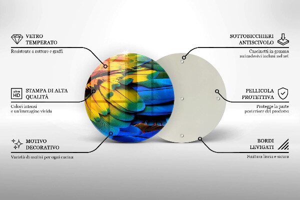 Tocător de bucătărie Pene de papagal colorate